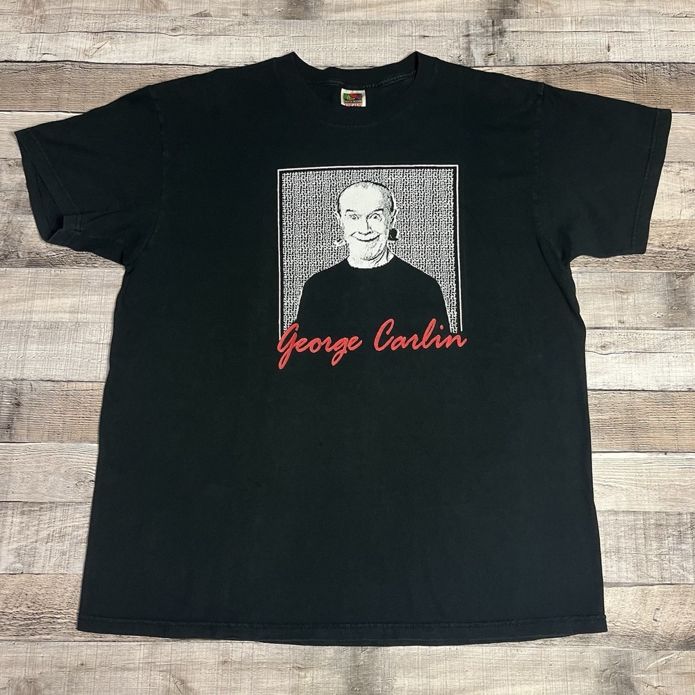 George Carlin Shirt‎ Adult XL Black Vintage 90s Simon Says Comedy Funny Comedian